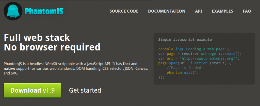 PhantomJS home page